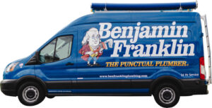 The punctual plumber van ready to fix a garbage disposal