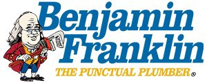 A special version of the Pensacola Benjamin Franklin Plumbing logo with Benjamin Franklin mascot
